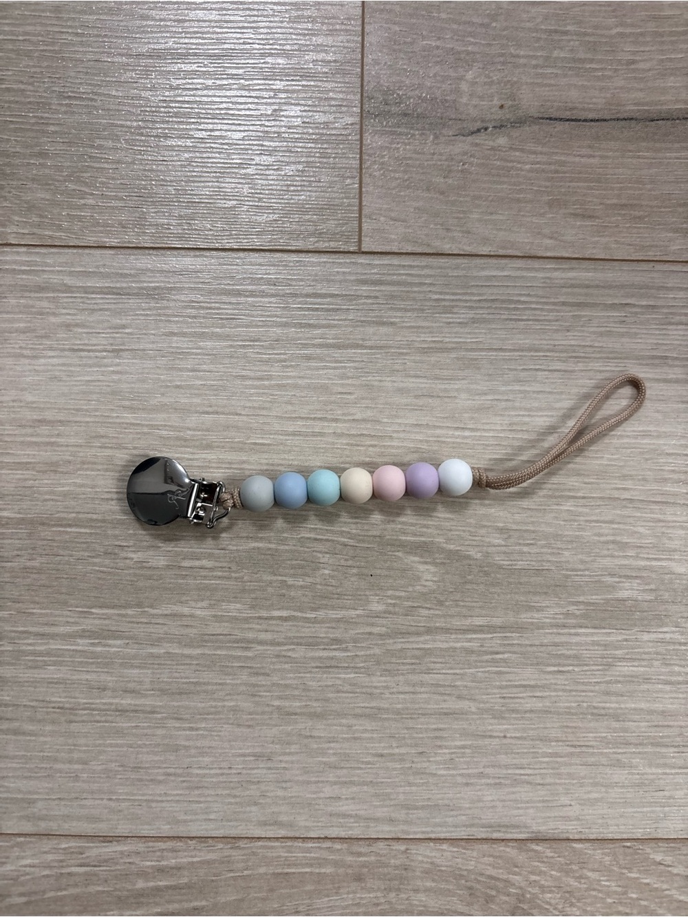 Ryan and Rose Georgia Pastel Beaded Pacifier Clip - Neutral Strap